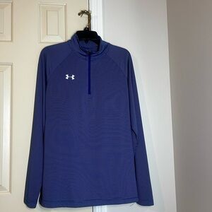 Under Armour Striped Blue Performance Top Heat Gear